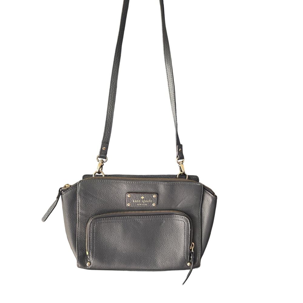 Kate Spade Baxter Street Sevilla Leather Crossbody Asphalt Grey